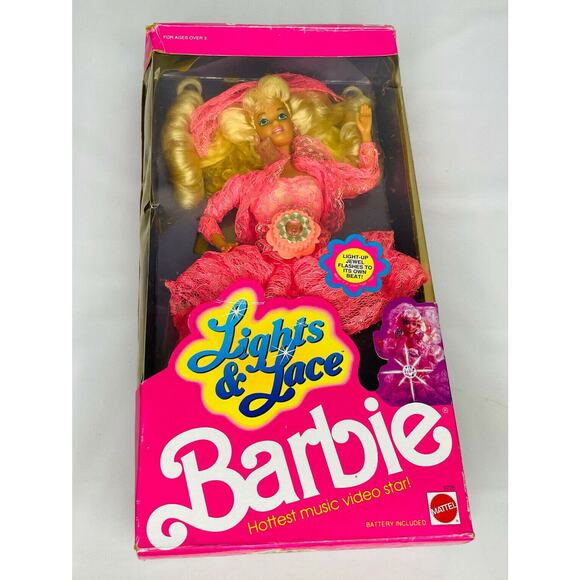 Vintage Lights And Lace Barbie 1990 Barbie Doll Pink Label Mattel New